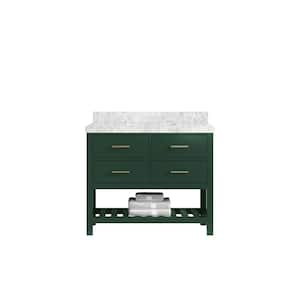 Parker 42 in. W x 22 in. D x 36 in. H Bath Vanity in Lafayette Green with 2 in. Carrara Marble Top