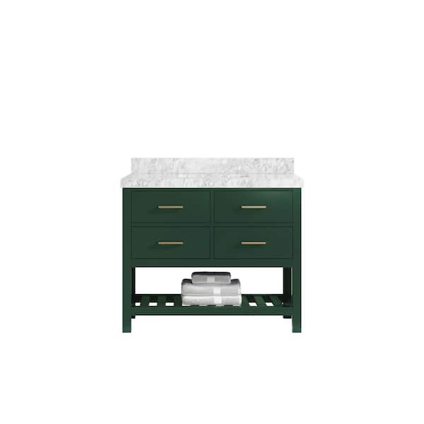 Willow Collections Parker 42 in. W x 22 in. D x 36 in. H Bath Vanity in Lafayette Green with 2 in. Carrara Marble Top