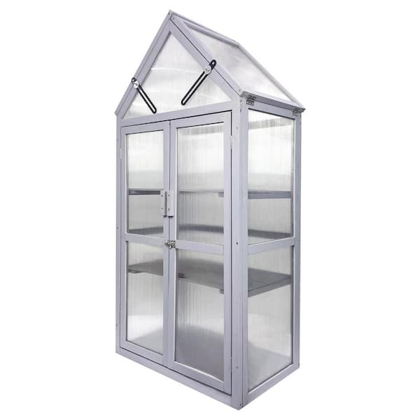 Mini Wood Planter Greenhouse Kit-Outdoor Greenhouse with Adjustable Shelving for Gardens, Patios, Balconies, Porches