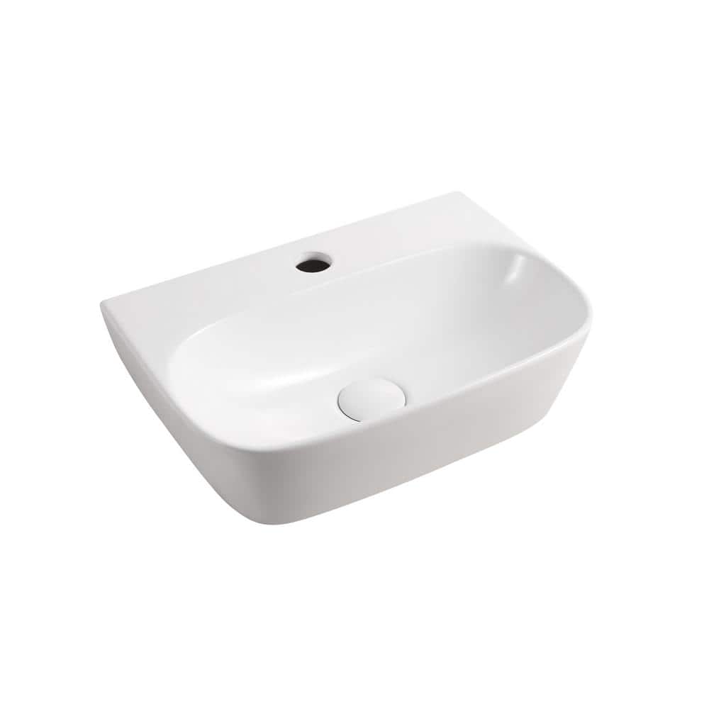 Elanti 11.625'' White Ceramic Rectangular Wall-Mount Bathroom Sink