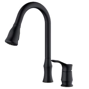 Hillwood Single Handle Pull Down Sprayer Kitchen Faucet in Matte Black