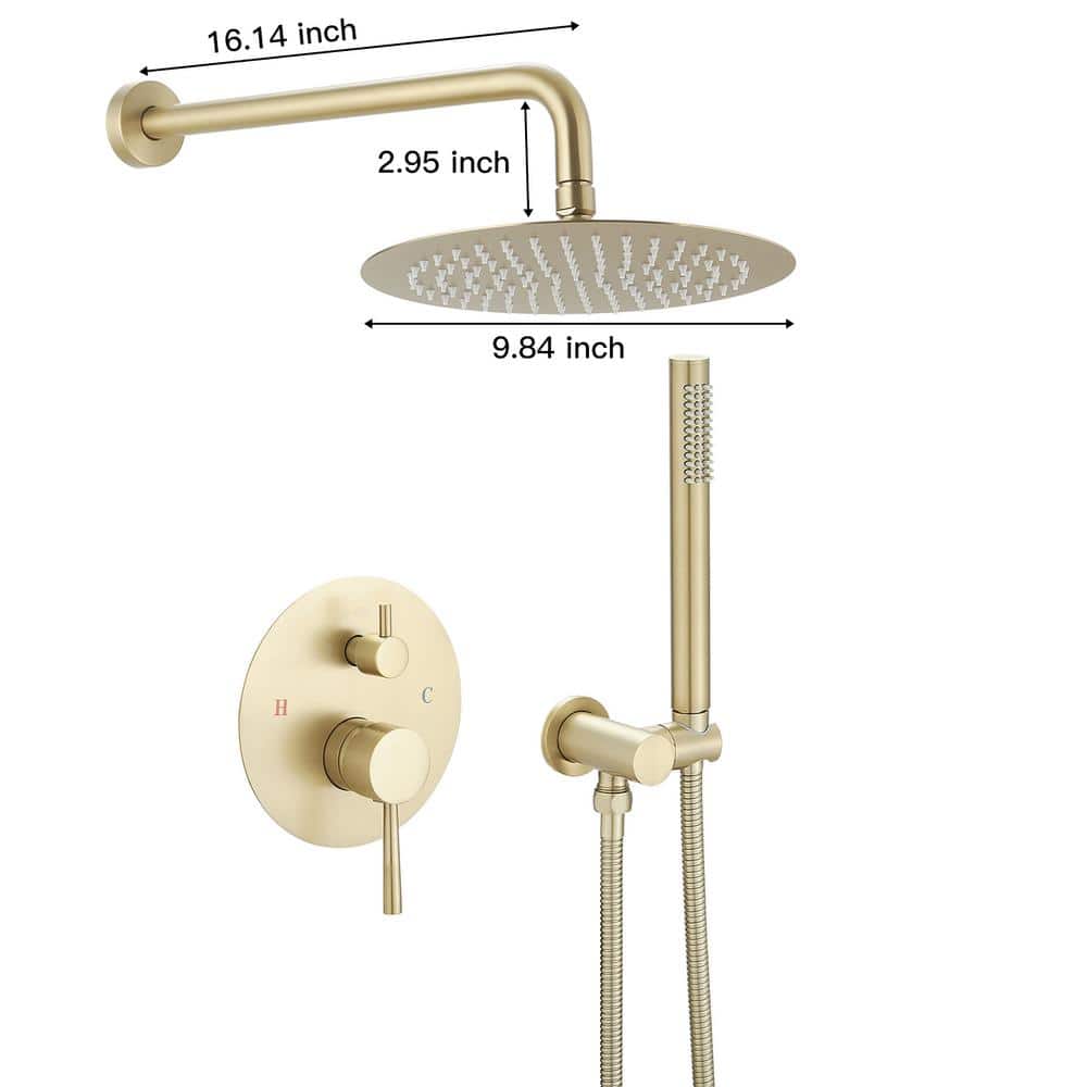 Brushed Gold Stainless Steel Rain Shower Faucet with Handheld Combo
