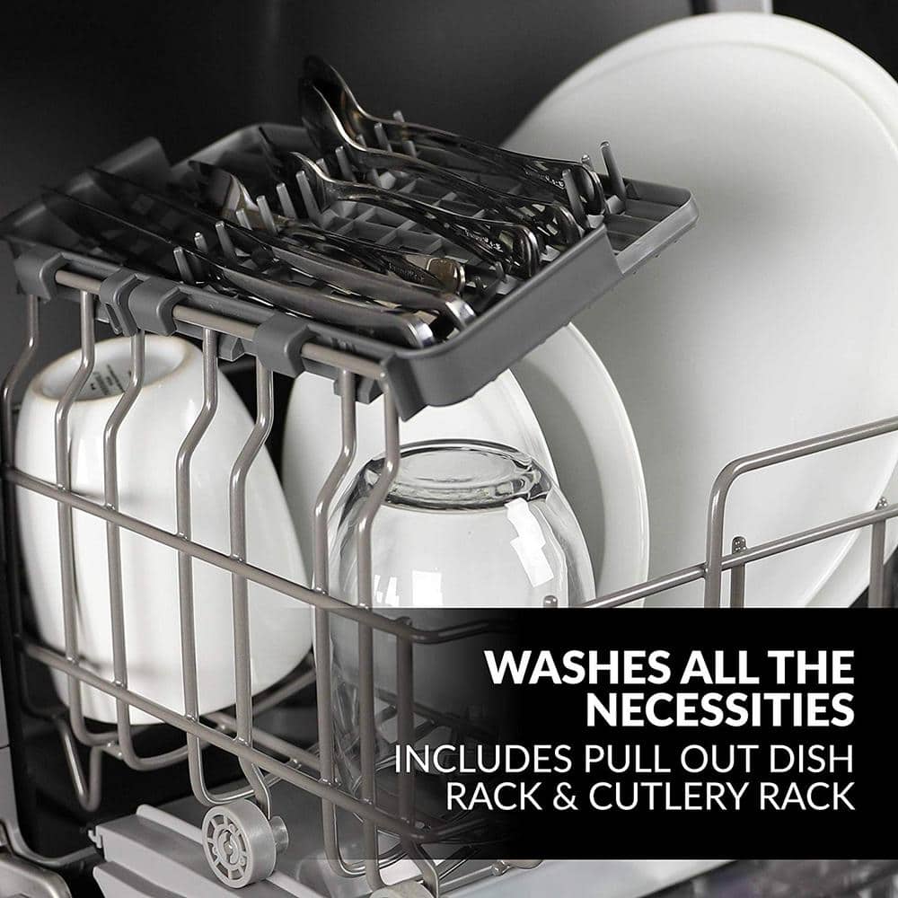 Farberware White Compact Portable Countertop Dishwasher with Glass Door