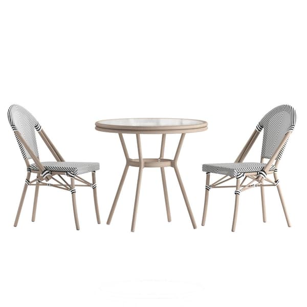Brown 3-Piece Aluminum Outdoor Dining Set