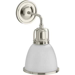 Hauksbee 1 Light Polished Nickel Indoor Bell Wall Sconce, 14" Tall, UL Listed