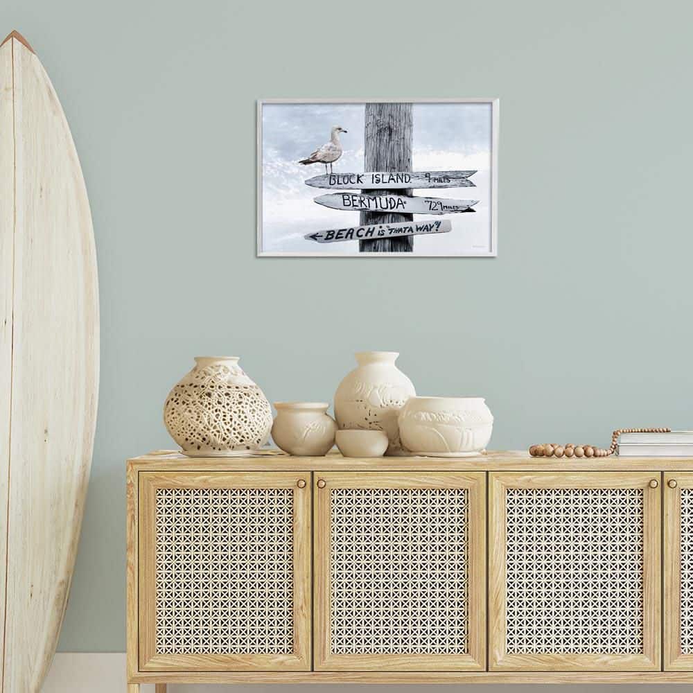 Vacation Beach Signs with Seagull by Robin-Lee Viera White Framed Animal Giclee Art Print 16 in. x 24 in. price history on PriceWatchPro