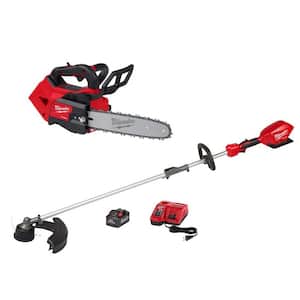 M18 FUEL 12 in. Top Handle 18-Volt Lithium-Ion Brushless Cordless Chainsaw w/String Trimmer, 8.0 Ah Battery, Charger