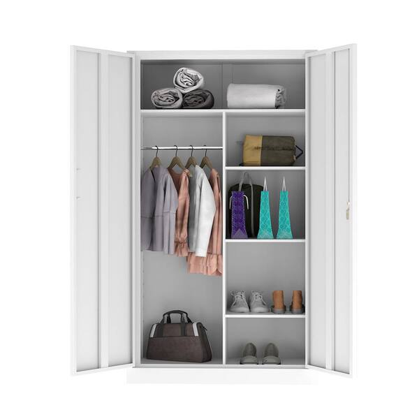 72” Tall Steel Wardrobe Storage Closet Cabinet Clothes Organizer for  Bedroom