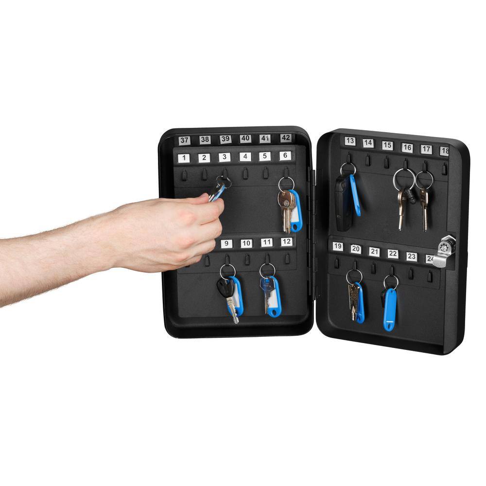 Black Steel Wall-Mount Key Cabinet with Key Lock