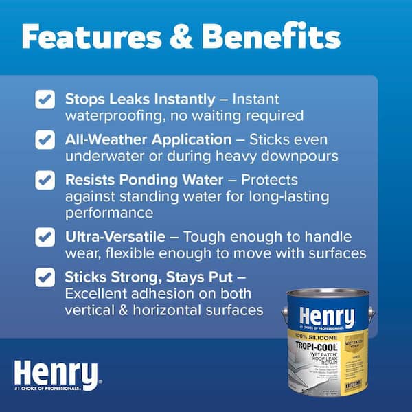885 Tropi-Cool Wet Patch White 100% Silicone Roof Leak Repair Sealant 0.90 gal.