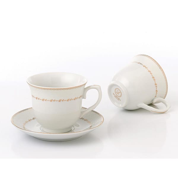 Lorren Home Trends 2 oz. Gold Espresso Set Porcelain (Set of 6) Isabella-6  - The Home Depot