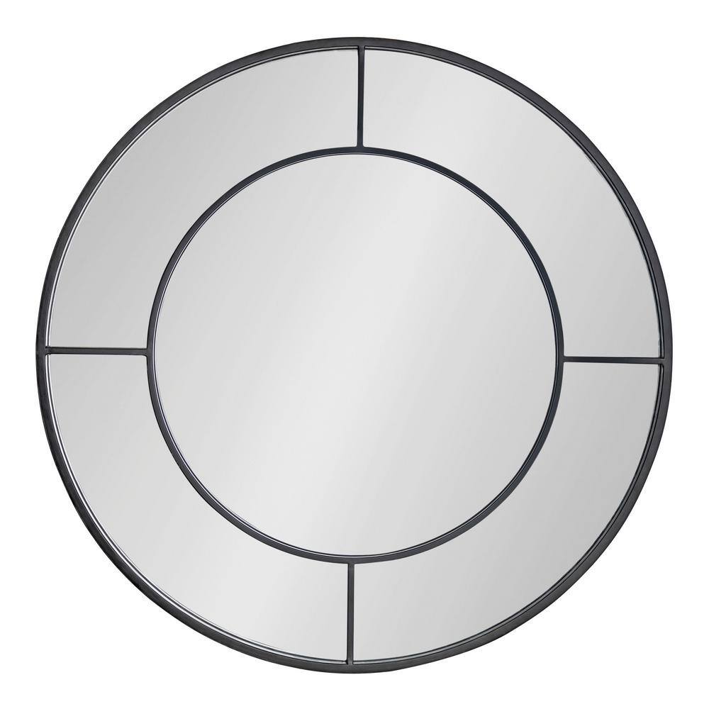 Kaveena 30" Round Black Metal Framed Wall Mirror