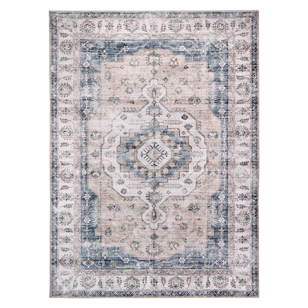 Machine Washable Paisley Vintage Bloom 3 ft. x 5 ft. Kitchen/Bedroom/Living Room Indoor Area Rug