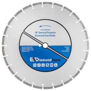 18 in. Laser Welded Diamond Saw Blade for Concrete Brick Block and Masonry, Heat Treated Blade Core, 1 in. Arbor