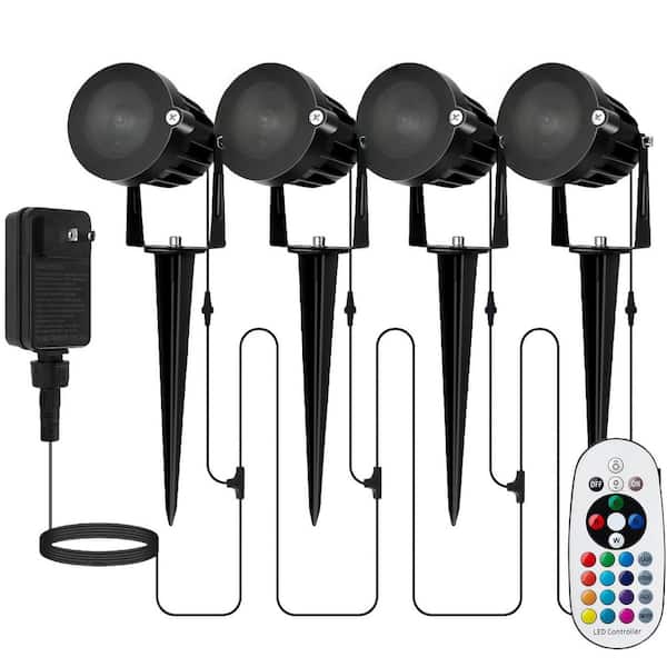 6W 24 Voltage Color Changing LED Halloween Projector Spotlight with Remote (4-Pack), 4-Dynamic Color Changing Modes