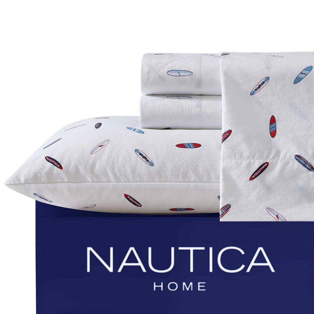 King White Cotton Percale Printed Sheet Set