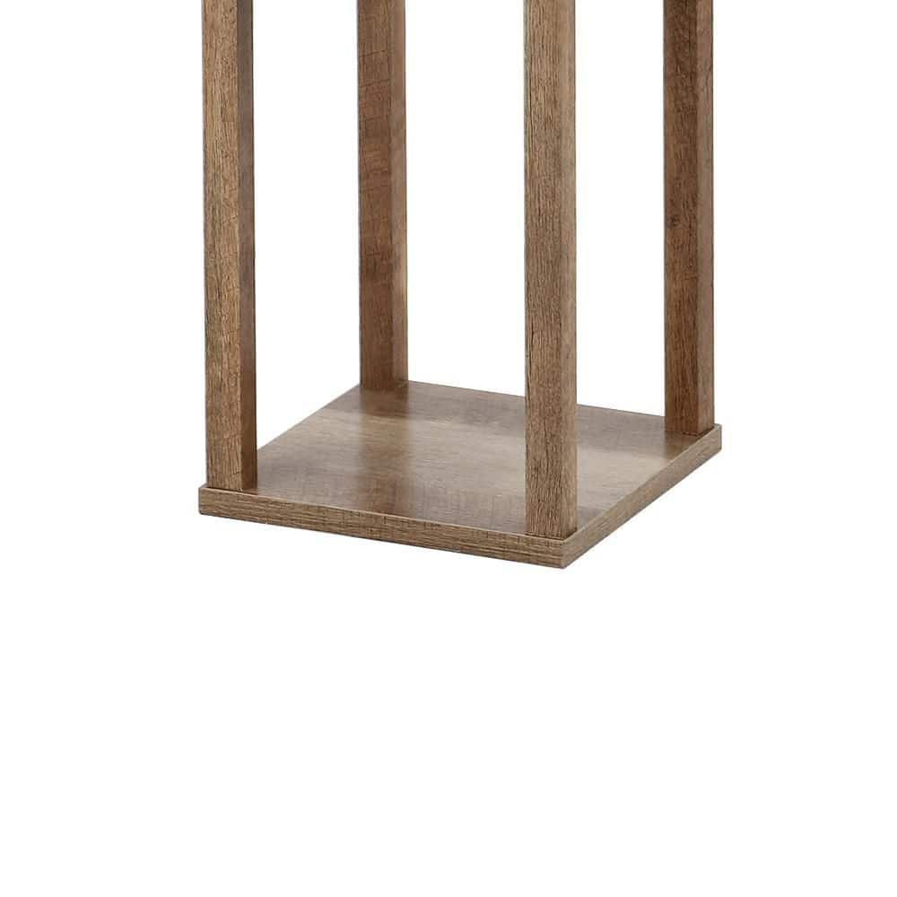 63.5" Beige Wooden 3-Shelf Floor Lamp with USB Port