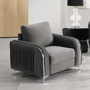 Wenona Gray Velvet Velvet Arm Chair Set of 1 with No Additional Features