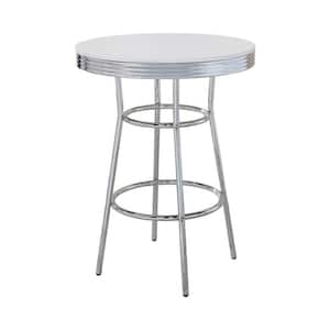 41.75 Round Gloss White Metal Top Bar Table with Metal Frame (Seats-4)