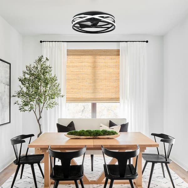 IHOMEadore 12.6 in. Indoor Integrated LED Flush Mount Black