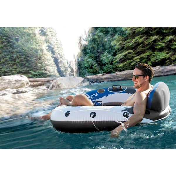 Intex River Run 1 Blue Round Vinyl Inflatable Floating Tube Raft 