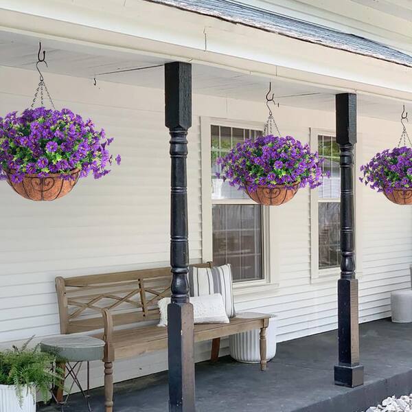 20.5 in. Purple Other Indoor/Outdoor Hanging Artificial Morning