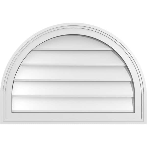 Ekena Millwork 26 in. x 18 in. Round Top Surface Mount PVC Gable Vent: Decorative with Brickmould Frame