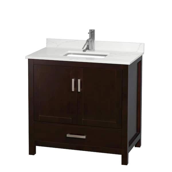 Wyndham Collection Sheffield 36 in. W. x 22 in. D x 35 in. H Single Bath Vanity in Espresso with Giotto Quartz Top