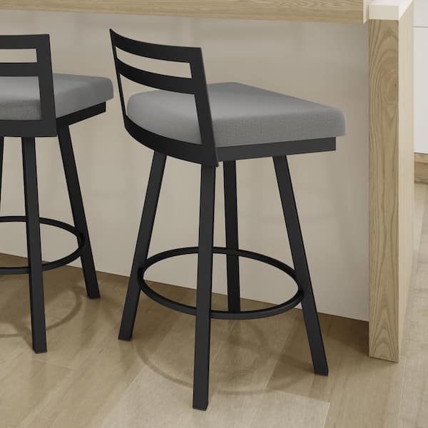 Amisco Derek 30 in. Grey Polyester/Black Metal Bar Stool