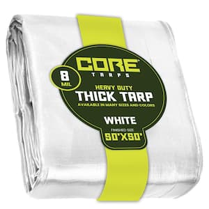 50 ft. x 50 ft. White 8 Mil Heavy Duty Polyethylene Tarp, Waterproof, UV Resistant, Rip and Tear Proof