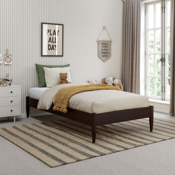 AFI Pasadena Mid Century Modern Espresso Black Heavy Duty Solid Wood Frame Twin Platform Bed