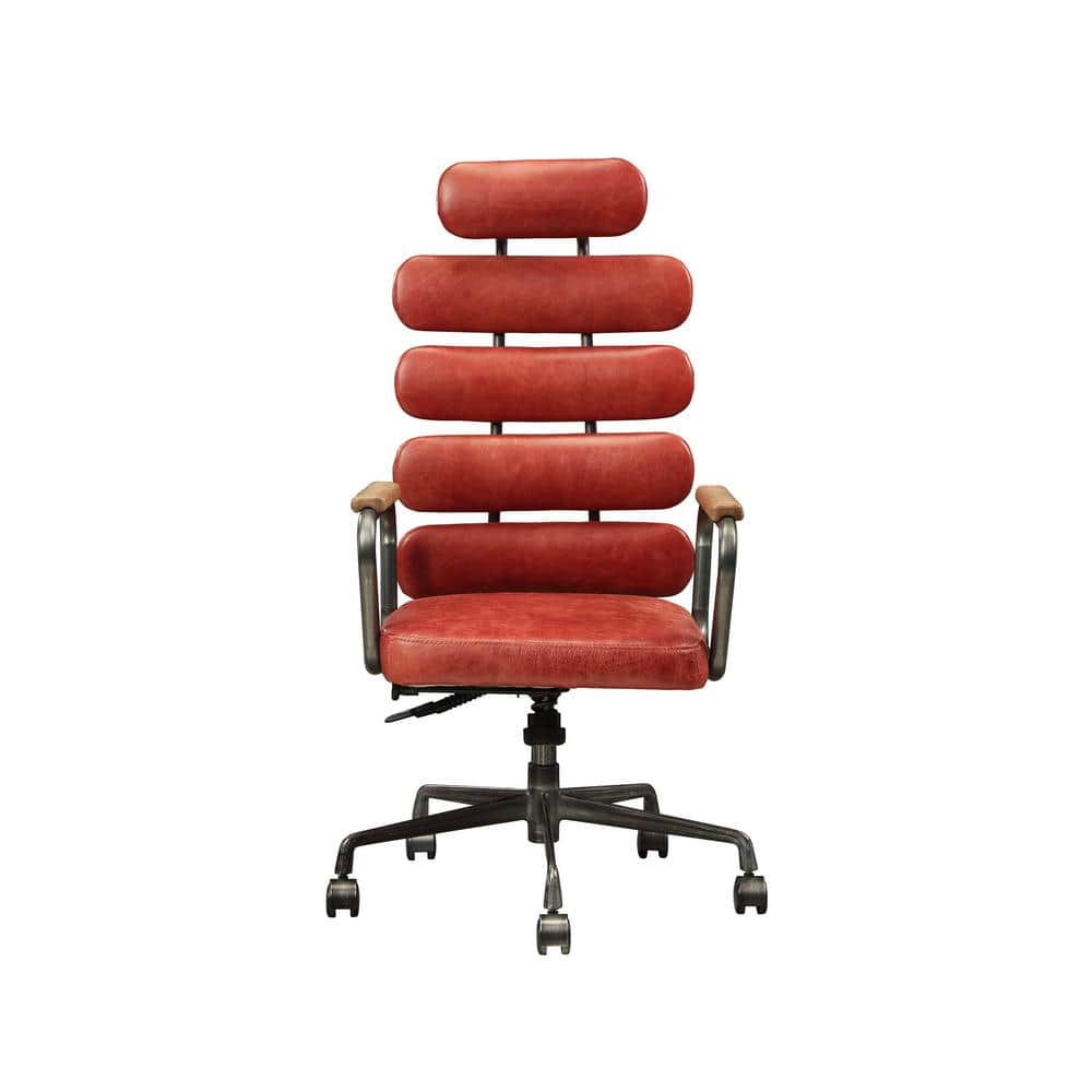 Grain Leather Executive Office Chair, Red Leather Computer Chair