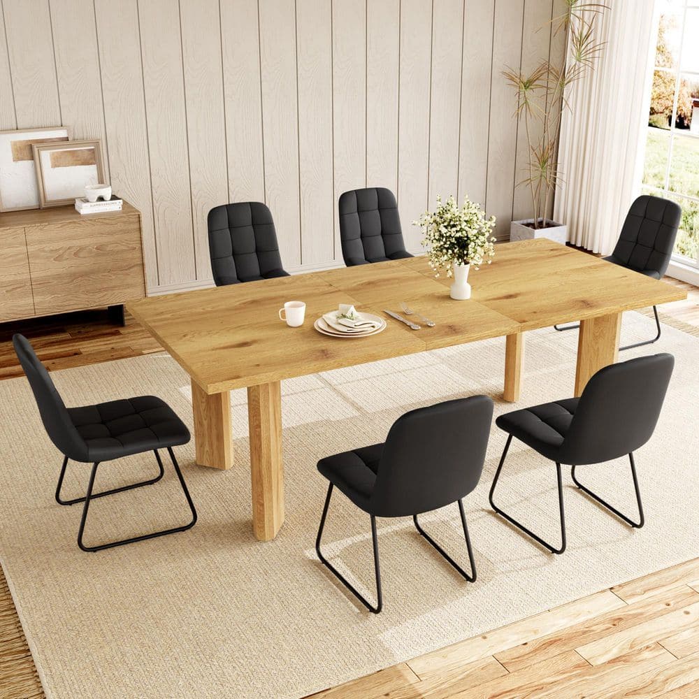 Go Janel GOJANE Modern 7-Piece Extendable Rectangle Oak MDF Top Dining Room Set ...