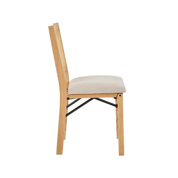 Lewis Cane Back Natural Fabric Seat Folding Dining Side Chair