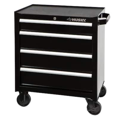 26 in. W 4-Drawer Rolling Cabinet Tool Box Chest in Gloss Black