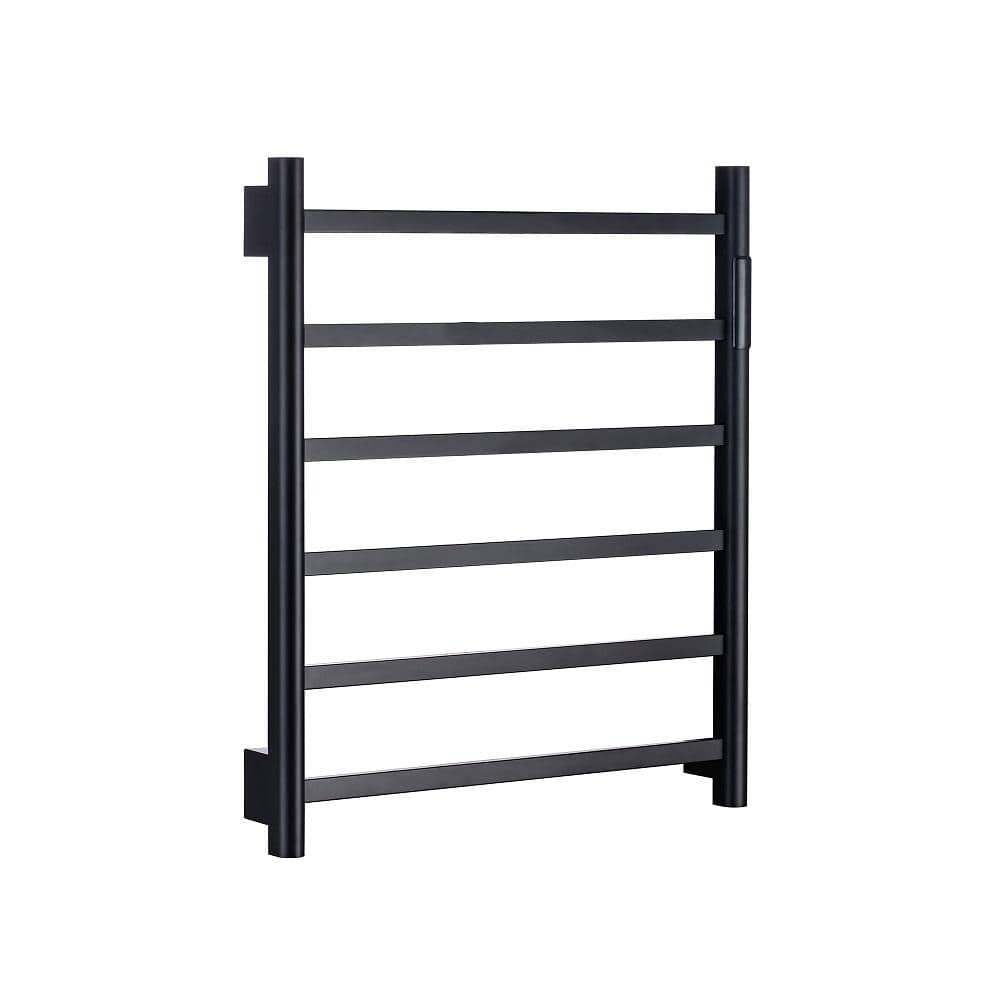 6-Bar Towel Holders Screw-In Electric Plug-In Towel Warmer in Matte Black