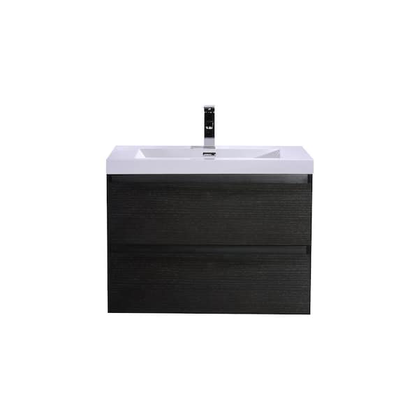 Unbranded Bohemia 30 in. W Bath Vanity in Rich Black with Reinforced Acrylic Vanity Top in White with White Basin