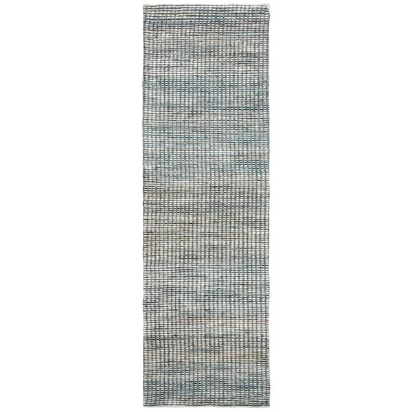 SAFAVIEH Marbella Blue/Ivory 2 ft. x 8 ft. Solid Runner Rug