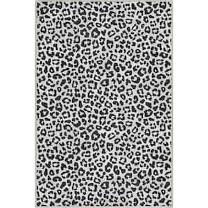 Gray 3 ft. 3 in. x 5 ft. Animal Prints Leopard Contemporary Pattern Area Rug