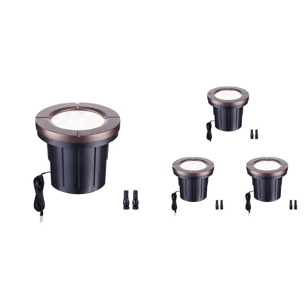 6-Watt 12-Volt Black LED Ground Well Light, IP67 WP 580LM Bright