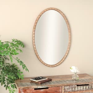 37 in. x 25 in. Oval Framed Brown Wall Mirror with Beaded Inspired Frame