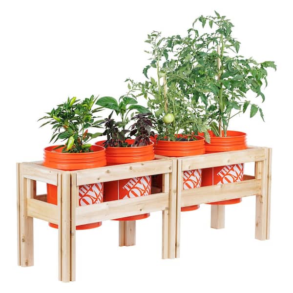Greenes Fence 54 in. x 16 in. x 20 in. 4-Bucket Elevated Unfinished Wood Cedar Garden Frame Raised Beds