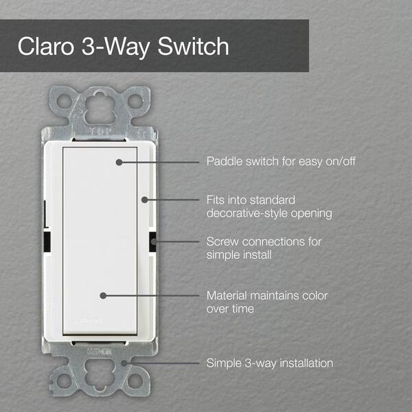 Lutron Claro 15 Amp On/Off 3-Way Switch, White CA-3PS-WH