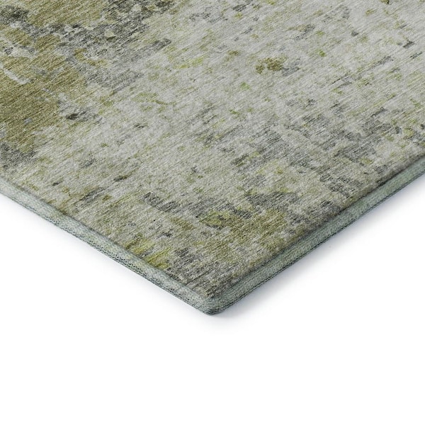 Mayfield Premium Machine Washable Abstract AMF1129 Aloe 2 ft. x 3 ft. Area Rug