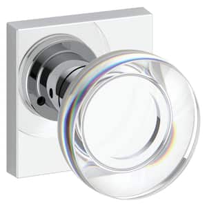 Privacy Contemporary Crystal Polished Chrome Bed/Bath Door Knob with Square Rose