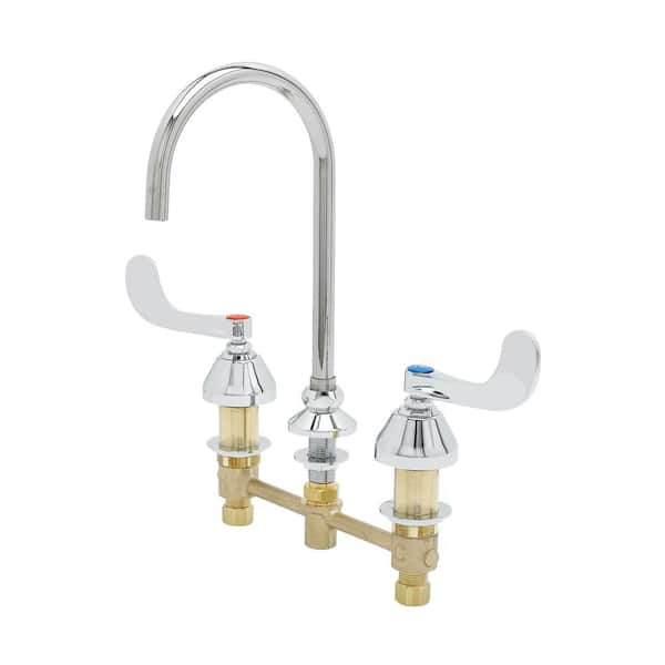 T&S 2-Handle Medical Faucet in Polished Chrome with Plain End Spout