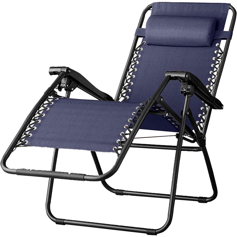 Outdoor Adjustable Zero Gravity Folding Reclining Lounge Chair with Pillow