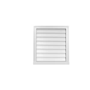 24 in. x 26 in. Vertical Surface Mount PVC Gable Vent: Decorative with Brickmould Sill Frame