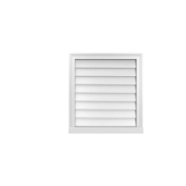 Ekena Millwork 24 in. x 26 in. Vertical Surface Mount PVC Gable Vent: Decorative with Brickmould Sill Frame