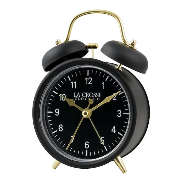La Crosse Clock Black Twin Bell Quartz Alarm Clock 617-3314BG